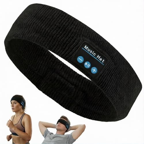 Bandeau Bluetooth Réglable avec Écouteurs de Sommeil, Casque 3-en-1 (bandeau sport + masque) Haut-parleurs Hi-Fi ultra-fins, 10+ h, Bluetooth 5.4, appel mains libres pour dormir, yoga, voyage