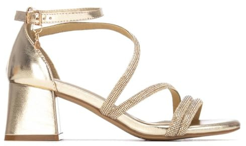 XTI - Sandalen Damen Gold - Bequeme und vielseitige Schuhe - Casual Mode - Modell 14534101 (Größe 39)