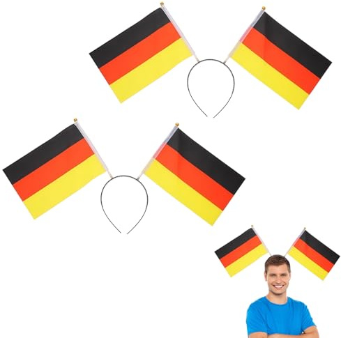 YEJAHY 2er Set Stirnband Deutschland Flagge, Haarreif mit Hasenohren, Fanartikel Fußball für WM 2024, Deutschland Flaggen Kopfschmuck, Fanartikel für Damen Herren Kinder