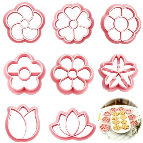 Nify 8 Emporte Pièces Fleur Biscuit Lot Mini Moules Rose pour Biscuits Fondant Pâte Polymère Pâtisserie DIY 3,6–4,7 cm