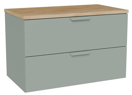 Vente-unique - Mueble de Lavabo Avoreli - L 80cm x A 45.5cm x H 50cm - melamina - Verde Almendra