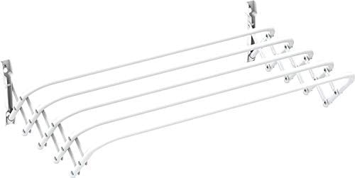 Gimi Brio Super 80 Stendibiancheria da Parete a Fisarmonica, Estraibile, 80 x 43 x 23 cm, Acciaio, Bianco, 4 m