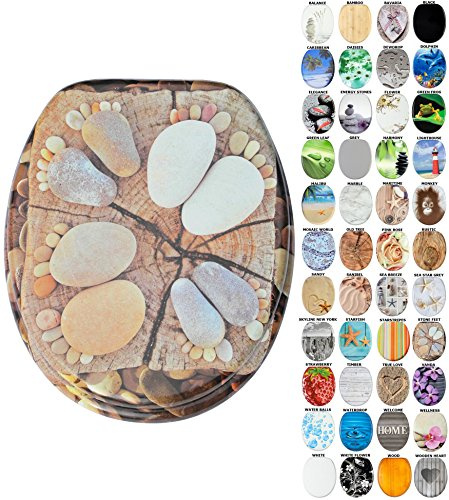 Sanilo Soft Close Toilet Seat, Wide Choice of New Toilet Seats, Stable Hinges, Easy to Mount (Stone Feet)