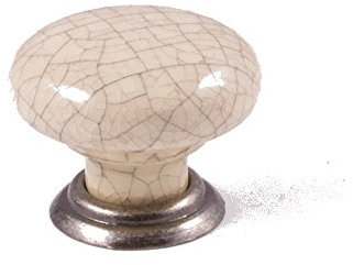 FITTINGSCO Winchester Knob & Back Plate Pewter/Cream Crackle