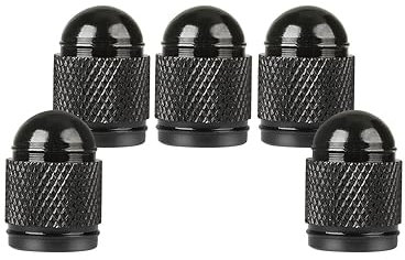 SENZEAL 5 Stück Ventilkappen Auto Bullet Typ Universal Reifenventilkappen Aluminium Autoreifen Ventilkappen Ventilschutzkappen für Auto Fahrrad Motorräder LKW SUV Schwarz