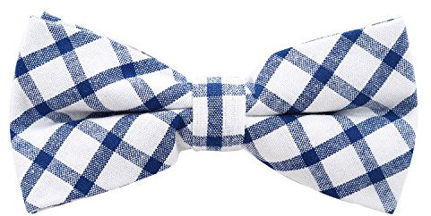 DonDon Noeud papillon à carreaux en coton pour homme 12 x 6 cm avec crochet déjà lié et réglable - Blanc-bleu foncé