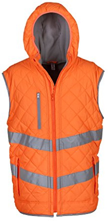 Yoko Unisex Adults Hi Vis Kensington Hooded Gilet (M) (Orange)