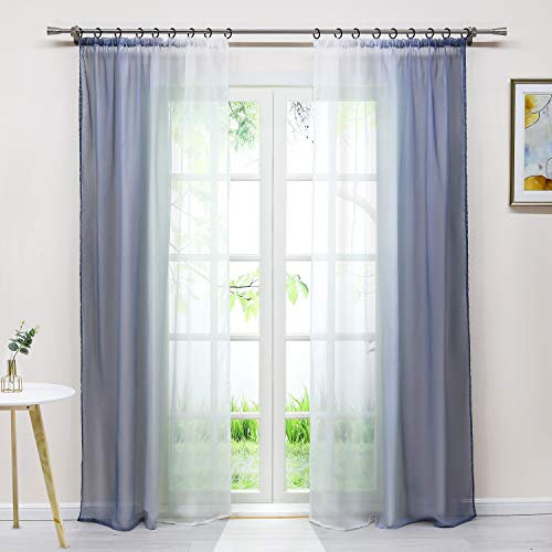 Joyswahl Gardine Voile Vorhang mit Farbverlauf Design »Agnes« Dekoschal Fenster Schal BxH 140x175cm Grau mit Kräuselband 2er Pack