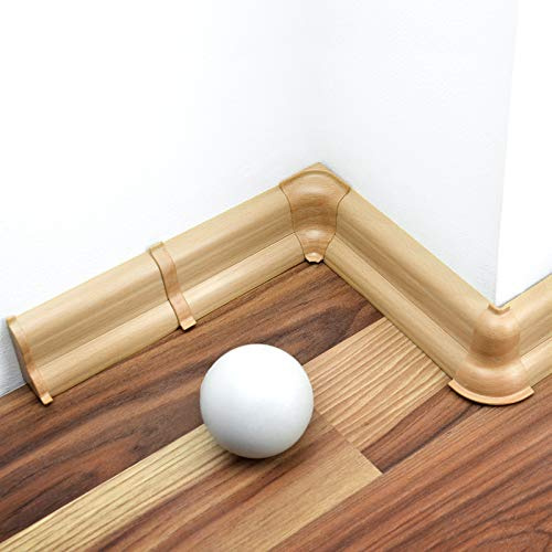 DQ-PP 20m Sockelleisten 52mm PVC Buche gold Laminatleisten Fussleisten aus Kunststoff Dekore