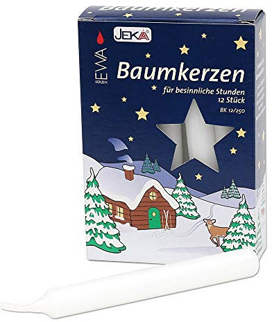 JEKA - Ebersbacher Baumkerzen 12er weiß 15 x 15 x 125 cm, unparfümiert