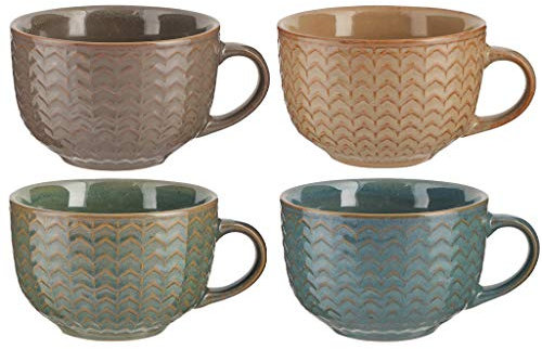 Dibor Set of 4 Mugs Tea/Coffee/Hot Chocolate Drinking Cups Wedding Anniversary Housewarming Kitchen Gift - 400ml