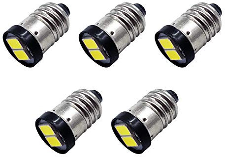Ruiandsion 5 Stück E10 LED Lampen 3V Weiß 5630 2SMD E10 Schraubfuß Mini Glühbirnen Ersatz Upgrade Taschenlampe Arbeitsscheinwerfer Taschenlampe Werkzeuge