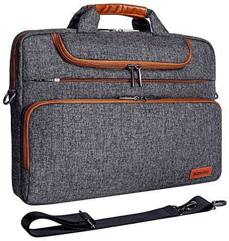 DOMISO 14 Multi-Functional Laptop Sleeve Business Briefcase Waterproof Messenger Shoulder Bag for 14 Inch Laptops/Chromebook/Ultrabook/Apple/Lenovo/HP/Dell/ASUS/Acer, Dark Grey
