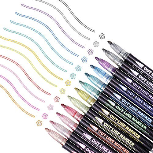 Zhongtou 12 Farben Textilstifte Acrylstifte Wasserfest mit Magische Permanent Marker Glitzer für Steine Bemalen Kinder T-Shirts Stofftaschen Geschenkkarten DIY Gästebuch Graffiti Kunst