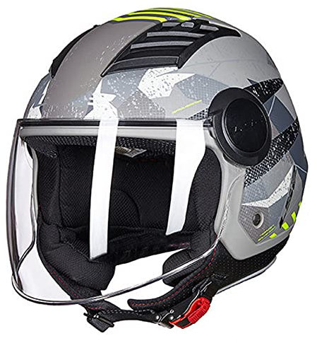 Jethelm Erwachsener Motorradhelm Rollerhelm Mit Visier Jethelm Herren & Damen Retro Vintage Pilot Biker Helmet Scooter Moped Mofa Offenes Jet Helm Stoßfester Helm ECE Zertifiziert,Grau,4XL