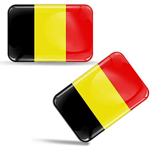 Biomar Labs® 2 x 3D Flexibles Autocollant Stickers Drapeau Belgique Belge Belgium Adhésif pour Décoration Car Voiture Auto Moto Tuning F 39
