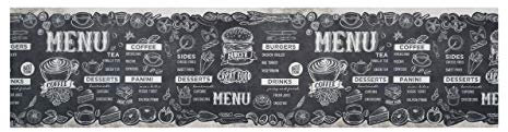 BIANCHERIAWEB Tappeto Passatoia Cucina Antimacchia Retro Antiscivolo Fantasia Moderna Colore Nero Disegno Menù Corsia Sottolavello Made in Italy Stampa Digitale Sprinty