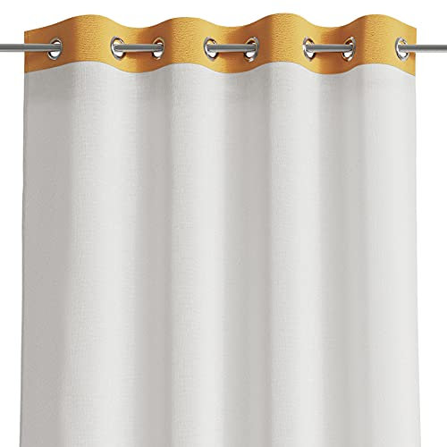 AmeliaHome Gardine 140x270 cm 1 St. Vorhang halbtransparent Ösen Ösenschal Velvet Optik Irvette Orange