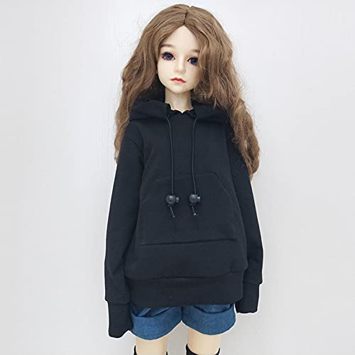 30CM / 45CM / 60CM Puppenkleidung 1/3 1/4 1/6 BJD Puppenzubehör (Black,1/6) | BJD SD DIY Mode Hoodie Spielzeug Puppen Kleidung