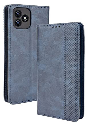 GOKEN Leder Folio Hülle für Blackview OSCAL C20, Lederhülle Brieftasche Mit Kartensteckplätzen, Premium Flip PU/TPU Handyhülle Schutzhülle Case Cover mit Ständer Funktion (Blau)