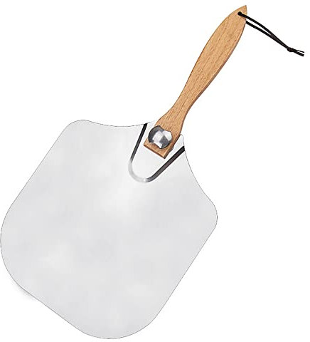 63,5 cm Pizzaschaufel aus Aluminium mit klappbarem Holzgriff | Pizzaheber für Pizzastein | Brotschieber | Pizzabrett | Ofenschaufel XL | klappbarer Pizzaschieber mit großer Fläche - 30,5cm x 35,5cm