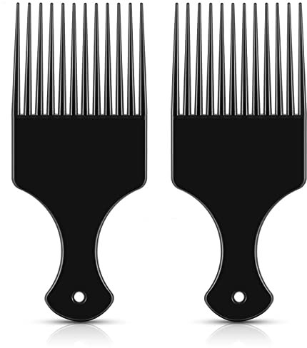 YUTOU 2 Stück Afro Haar Kamm Glatte Haar Pick Kamm Kunststoff Breite Zahn Haar Pick Kamm Naturlocken Lockenkamm Friseur Styling Werkzeug für Dichtes, Lockiges, Langes Haar für Damen Herren