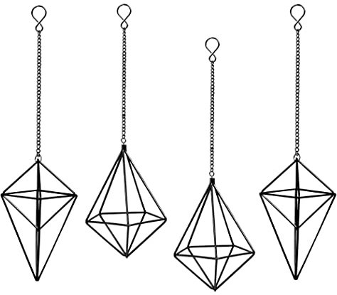 ZOOELAY Hanging Air Plants Holders Black Airplants Plant Hanger Metal Geometric Inoor Planter Holder Air Ferns Display Rack with Chain 4Pcs …