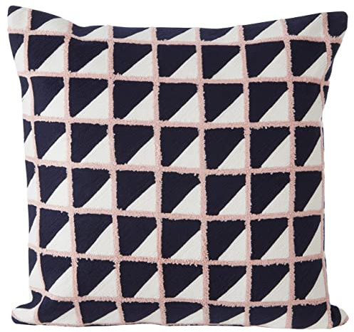 Premier Housewares Grid Design Cushion, Unique Textile, Sofa Cushions, Embroidered Pattern, Contemporary Accent Piece, Vibrant Colors, W45 x D45 x H3cm