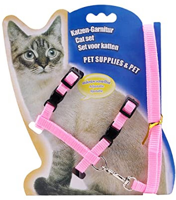 1 Stück Katzenleine, runder Lanyard Anti-Escape verstellbarer Brustgurt für kleine und mittlere Katzen(Rosa)