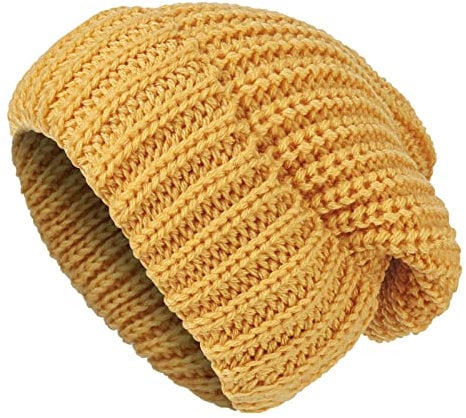 TAGVO Classic Beanie Damen Slouch Beanie Mütze Street Style Grobstrick Warm Wintermütze für Damen Herren für Winterwärmer im Herbst und Wärme Gelb