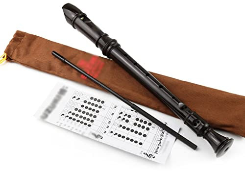 Blockflöte Musiker, Der Sopranblockflöte Spielt, 8-Loch C-Taste Deutsche Blockflöten, Blasinstrument Der Schulklasse, Mit Aufbewahrungsbeutel + Reinigungsstift (Color : Black Color, S : German)