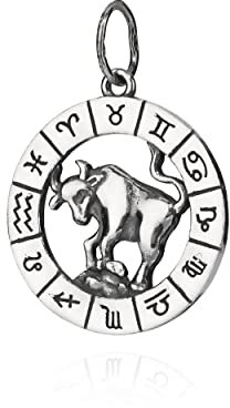 NKlaus Kettenanhänger Sternzeichen Stier 925 Silber Horoskop 25mm Zodiak Anhänger 11110