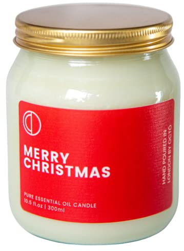 Octō Candle ' Merry Christmas ' | Essential Oil Candle | Long Burning 100% Natural Candle up to 60 Hours | Perfect Gifts for Christmas, 1 bottle