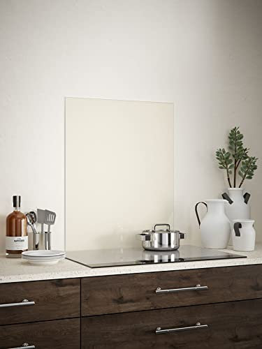 Cotton Cream Glass Kitchen Splashback 600mm x 750mm