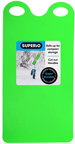 Superio Flexible Carpet Sled, Rollup Flying Carpet with Handles, 54 Lightweight Snow Rolling Slider for Kids and Adults, Flat Snow Sled for Quilting (Green)