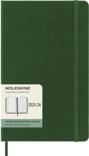 Moleskine 2023-2024 Weekly Planner, 18M, Large, Myrtle Green, Hard Cover (5 x 8.25)