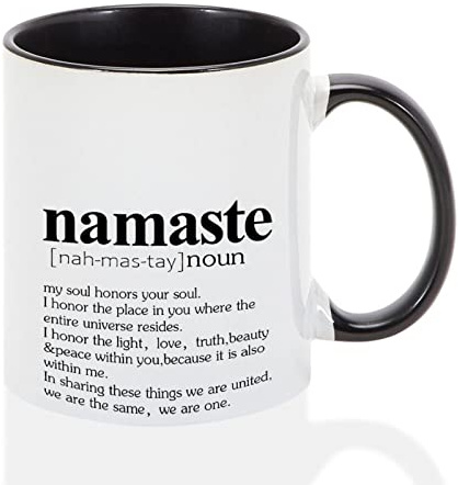 Namaste Definition Kaffeetasse – Lustige Namaste Tasse – Namaste Definition Zweifarbige schwarze Tasse – Namaste Tasse Neuheit Tasse 325 ml