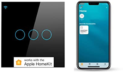 DoHome Smart Touch Light Switch 3 Gang 1 Way WiFi Wall Switch Works with Apple HomeKit, Alexa and Google Home, App/Voice Control, Glass Panel with LED Backlight, 10A 300W Neutral Wire Required Black