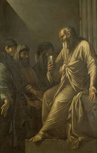 YURKO Ölgemälde auf Leinwand Retro Wandkunstdruck Berühmte Gemälde Der Tod des Sokrates von Salvator Rosa für Heimtextilien 60x90cm
