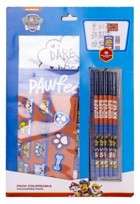 Paw Patrol Schreibwaren Set - Paw Patrol Aufdruck - Schreibset mit 5 Bleistiften, Aufklebern und Heftchen - Schulmaterial - Original Produkt in Spanien Designed