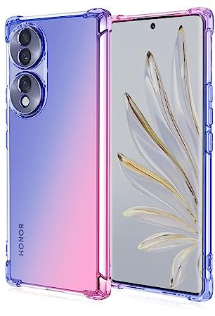 Topme Funda para Teléfono para Honor 90 5G (6.7 Inches), Funda para Teléfono Móvil con Gradiente de Color Transparente de Silicona Suave de TPU - Azul Rosado