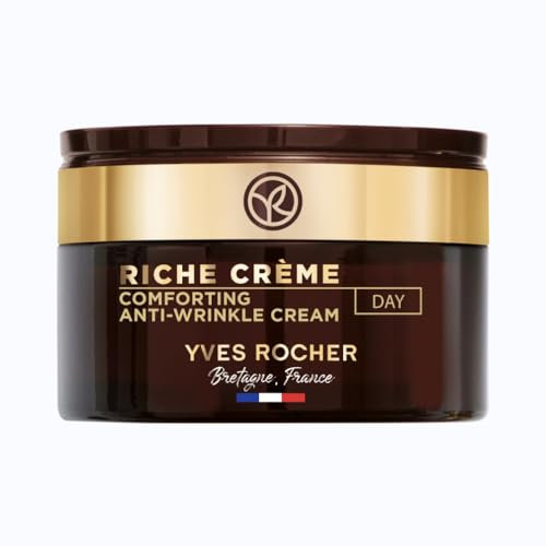 Yves Rocher RICHE CRÈME Antirughe, Cura Giornaliera, Rigenerante Anti Aging Crema Giornaliera, Riduce le rughe, 1 barattolo di vetro da 50 ml
