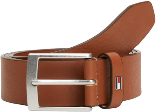 Tommy Hilfiger Herren Gürtel Adan New Leather mit Flagge aus Leder, Braun (Tan), 110 cm