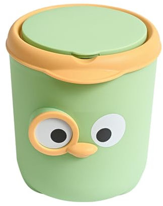 Koomuao Mini Abfalleimer Tisch Mülleimer, 2.2 L Tischabfalleimer Klein, Cartoon Tischmülleimer mit Deckel,Kompaktes Design Mini Kosmetikeimer,für Küchen-Badezimmer-Schreibtisch (Grün)