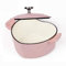 Generic Casserole en fonte émaillée avec couvercle - Cocotte en forme de cœur de 1,9 L - Anti-adhésive - Rose - Petite casserole idéale pour la cuisine multifonction