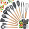 Ustensiles de Cuisine en Silicone, hicoosee 22 PCS Accessoire Cuisine Set sans BPA, Kit d'Ustensiles de Cuisine en Silicone et Bois, Ustensiles Cuisine Antiadhésive Set avec Pot de Rangement, Gris 01