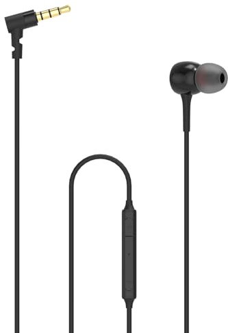 Geekria Wired Stereo to Mono In-Ear Single Earbud with Mic, One Ear Headphone with Microphone, 3.5mm Headphone Jack Compatible with Android Devices (Black)