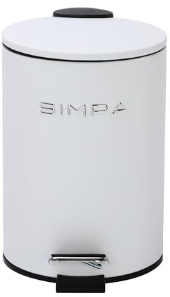 simpa 3L 3 Litre Matt White Slim Soft-Closing Pedal Dustbin.