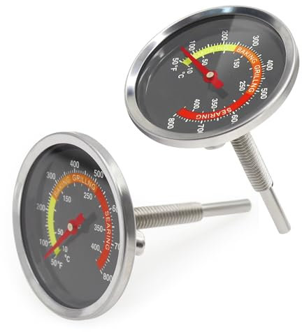 Dial Face 6 CM BBQ Thermometer - Accurate Temperature Gauge and Thermostat for Weber Kettle, Smoker, Kamado BBQ, Outback, Charbroil, Pit Boss Ceramic BBQ, Uniflame, and Other Brands (2)