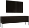 Meuble TV Bas Moderne - Noir Mat/Noir Brillant/Pieds Chromés - 140x52x32 cm